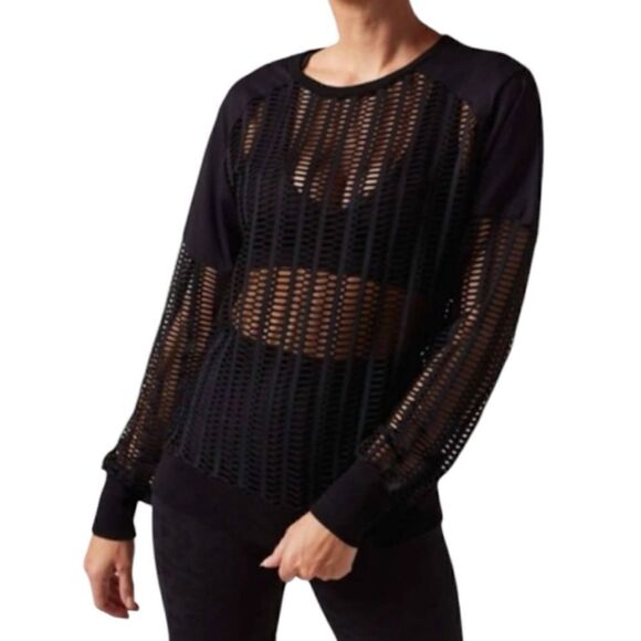 Blanc Noir Linear Mesh Sweatshirt New With Tags - Picture 1 of 5